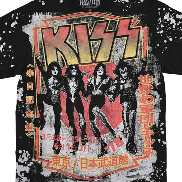 Kiss Destroyer‎ Havok Black T-Shirt Liquid Blue Tie Dye Licensed Medium - Picture 2 of 6